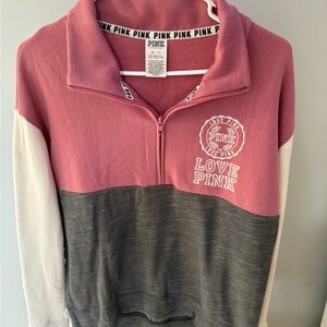 Victoria's Secret PINK Women's Colorblock Cowl Sweater - Pink, Gray, White